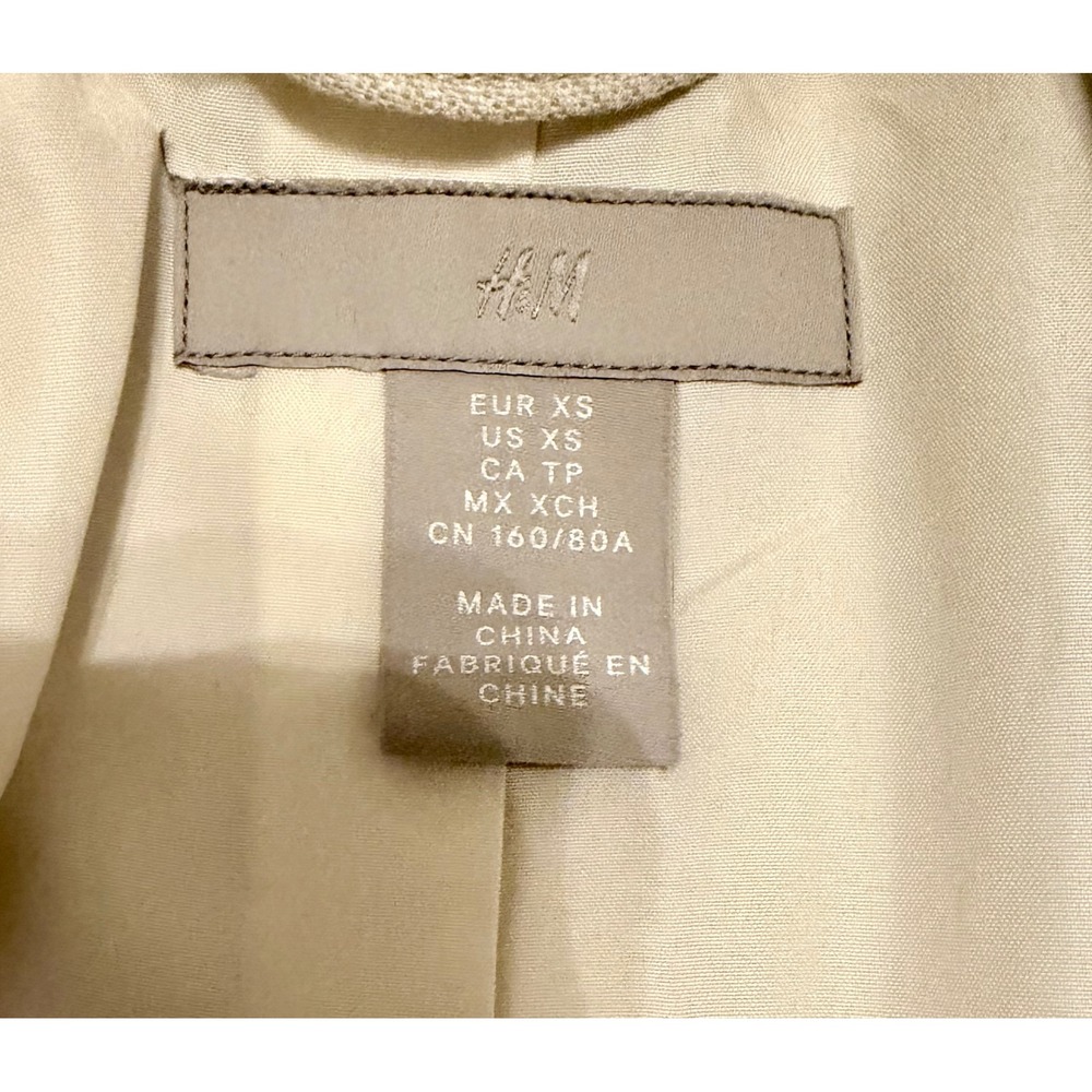 H&M Beige Double Breasted Long Sleeveless Blazer Vest XS Quiet Luxury - Picture 9 of 10